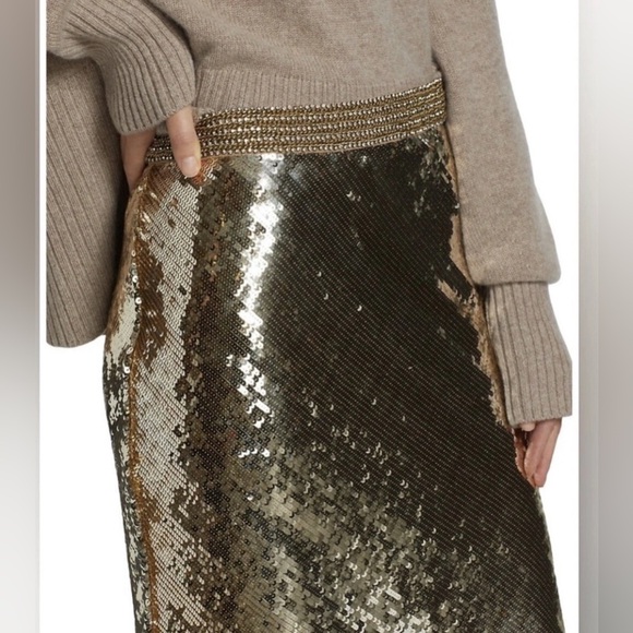 Veronica Beard Lavie Gold Sequin Embellished Midi Skirt (Size 0) NWT Retail$698 - Picture 3 of 10